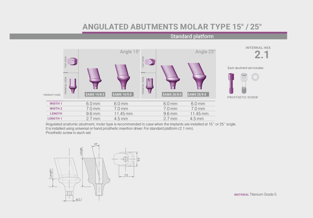 اباتمنت زاویه‌دار Molar بایولاین در پلتفرم استاندارد