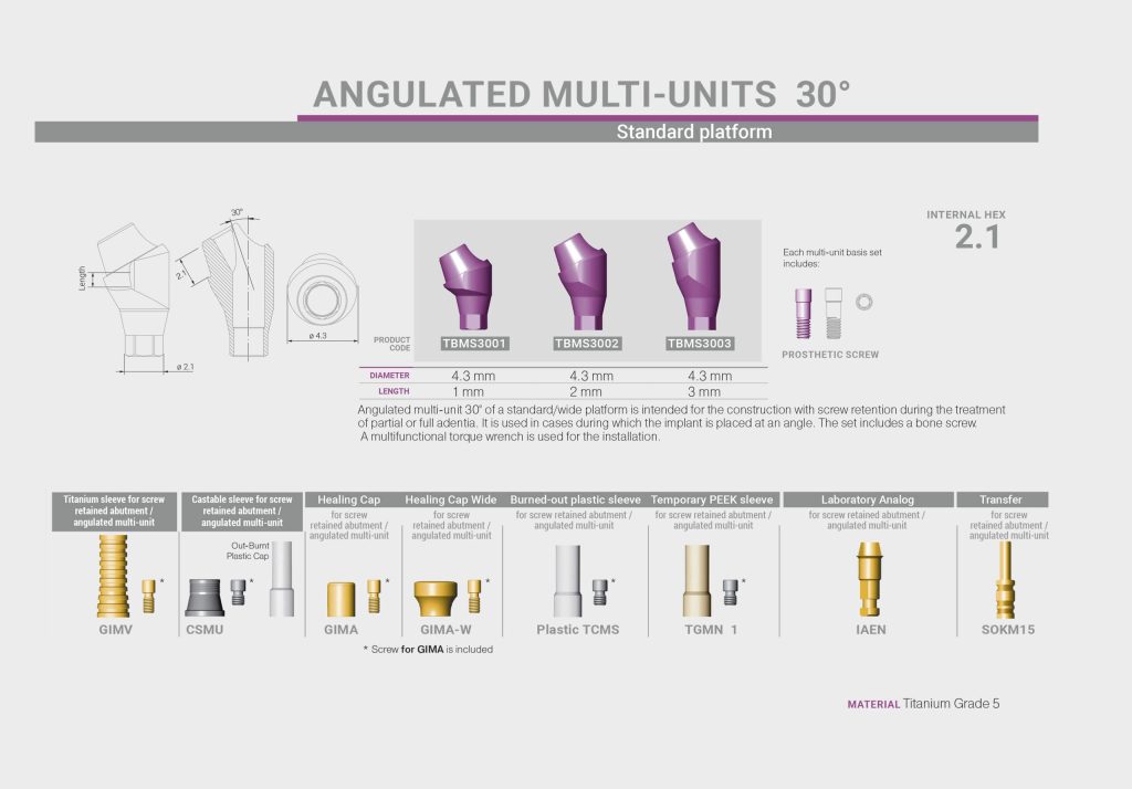 اباتمنت Angulated Multiunits 30˚ بایوتری در پلتفرم استاندارد