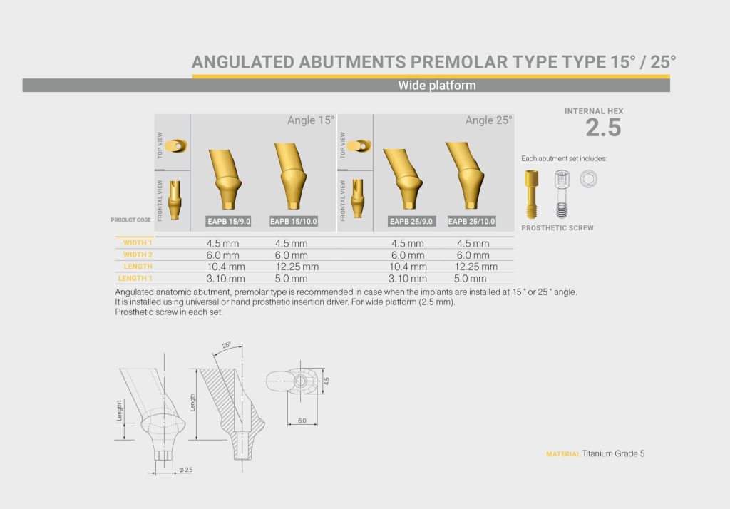 اباتمنت زاویه‌دار Premolar بایولاین در پلتفرم رگولار