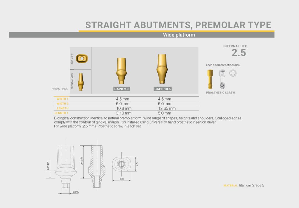 اباتمنت مستقیم Premolar در پلتفرم رگولار Bio Line